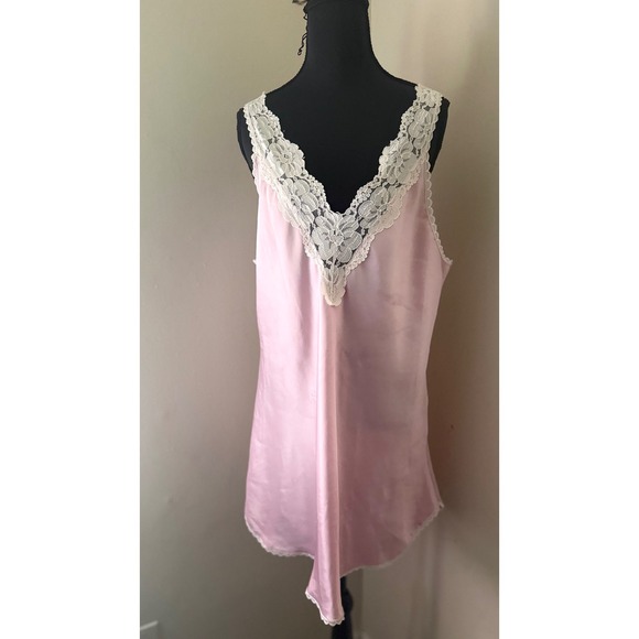 Vintage Pixie Lingerie Babydoll Pink Lace Nightgown Sleeveless Sleepwear Large - Picture 1 of 9